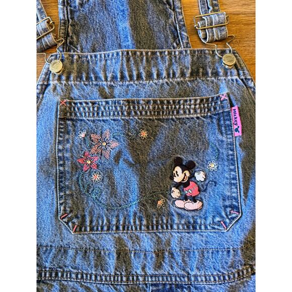 Vintage Disney Unlimited Women's Denim Bib Overall Shorts Mickey Mouse 18W/20W - Picture 2 of 4